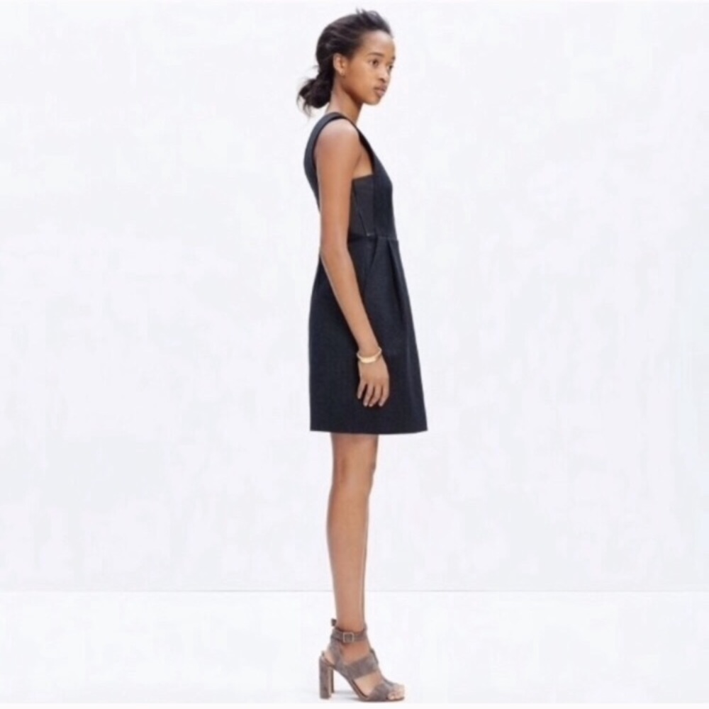 NWT Madewell leather inset low back ponte dress - Picture 3 of 8